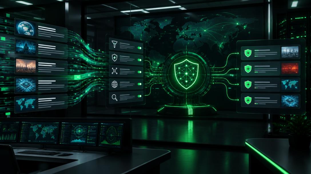 Illustration eines gefilterten Cybersecurity Intelligence Feeds